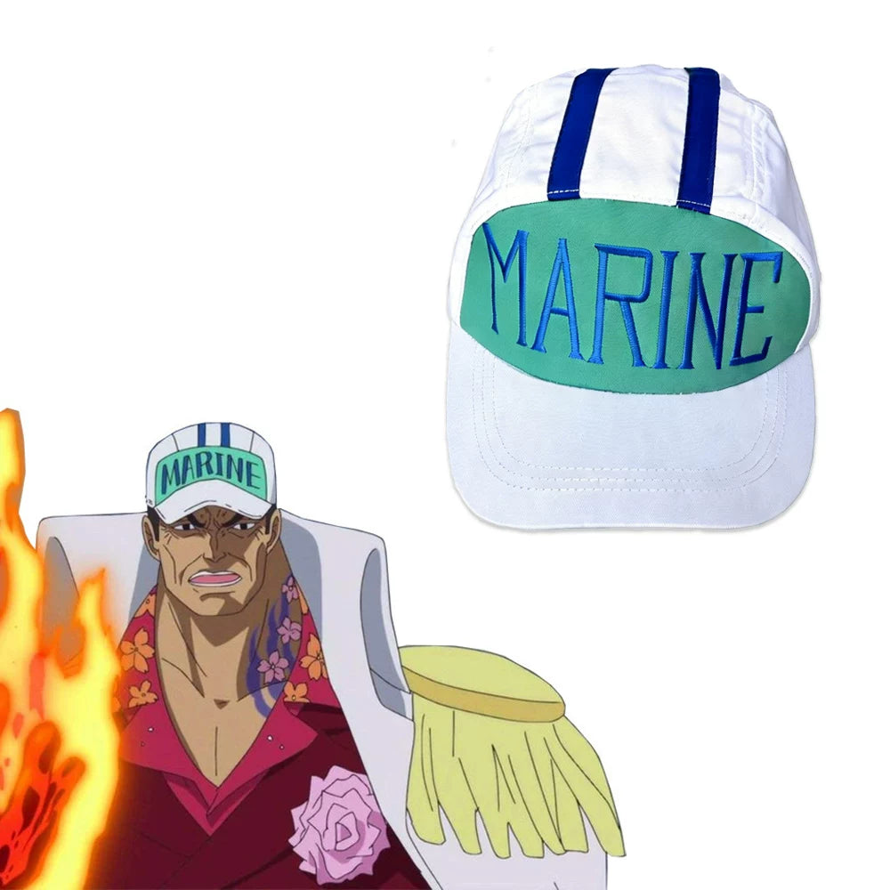 One Piece Akainu Marin Navy Baseball Cap Anime Cosplay Accessories in stock